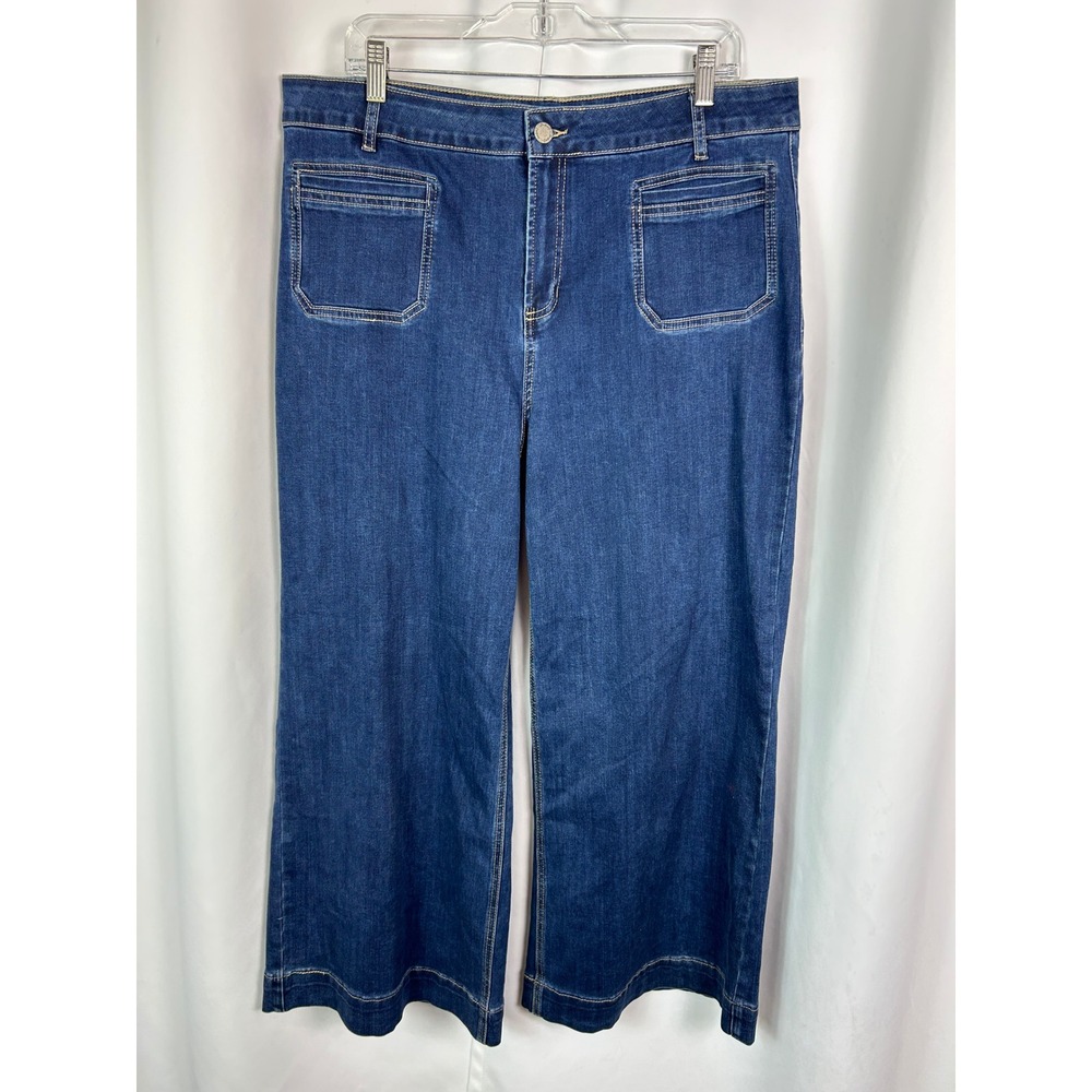 Charlie B Flare Leg Dark Wash Denim Front  Pocket Sailor Jeans 16